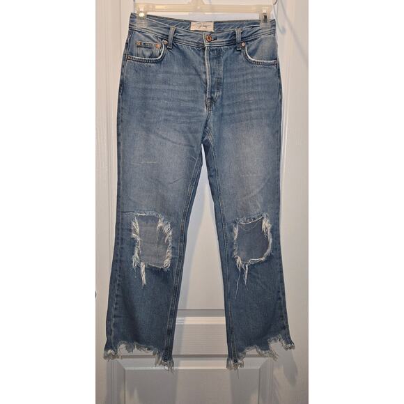 Free People Maggie Mid Rise Straight Jean Aged To Perfection  sz 25 - Picture 1 of 9